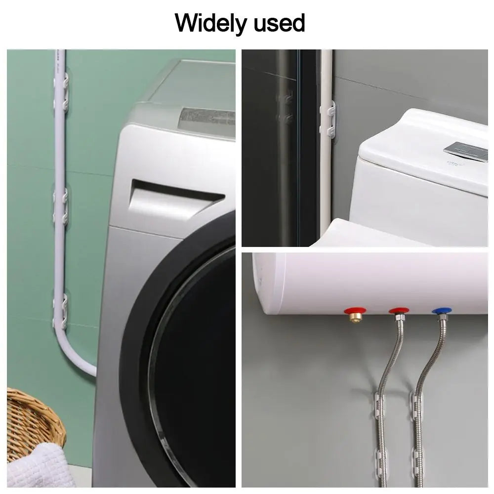 5pcs Plastic Pipe Clamp Hooks Cable Clips Pipe Support Wiring Hose Clamp Self-adhesive Fasteners Drain Pipe Holder Oasis Select
