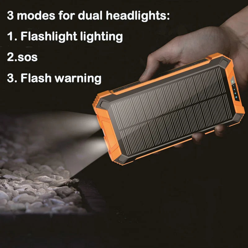 Solar Power Bank 50000mAh IP66 Waterproof Charger/4 Outputs/QI Wireless Charging/Powerful Flashlight for Hiking Travel、Outdoor Oasis Select