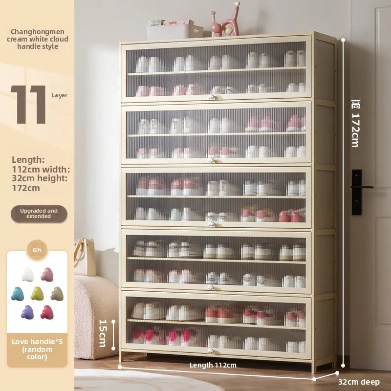Cream wind dopamine shoe cabinet household simple door multi-layer dust storage shoe rack Oasis Select Eleventh floor 112