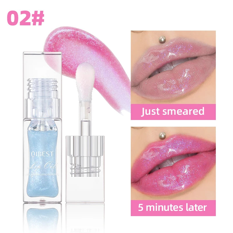 QIBEST Color Changing Lip Oil – Glitter Gloss & Balm