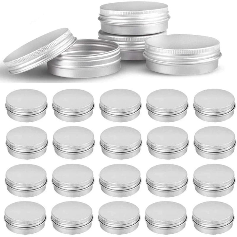10Pcs 5g/10g/30g/50g Metal Round Tins Aluminum Empty Silver Cans With Screw Lid Jars For Salve Spices Candles Lipstick Cosmetic Oasis Select