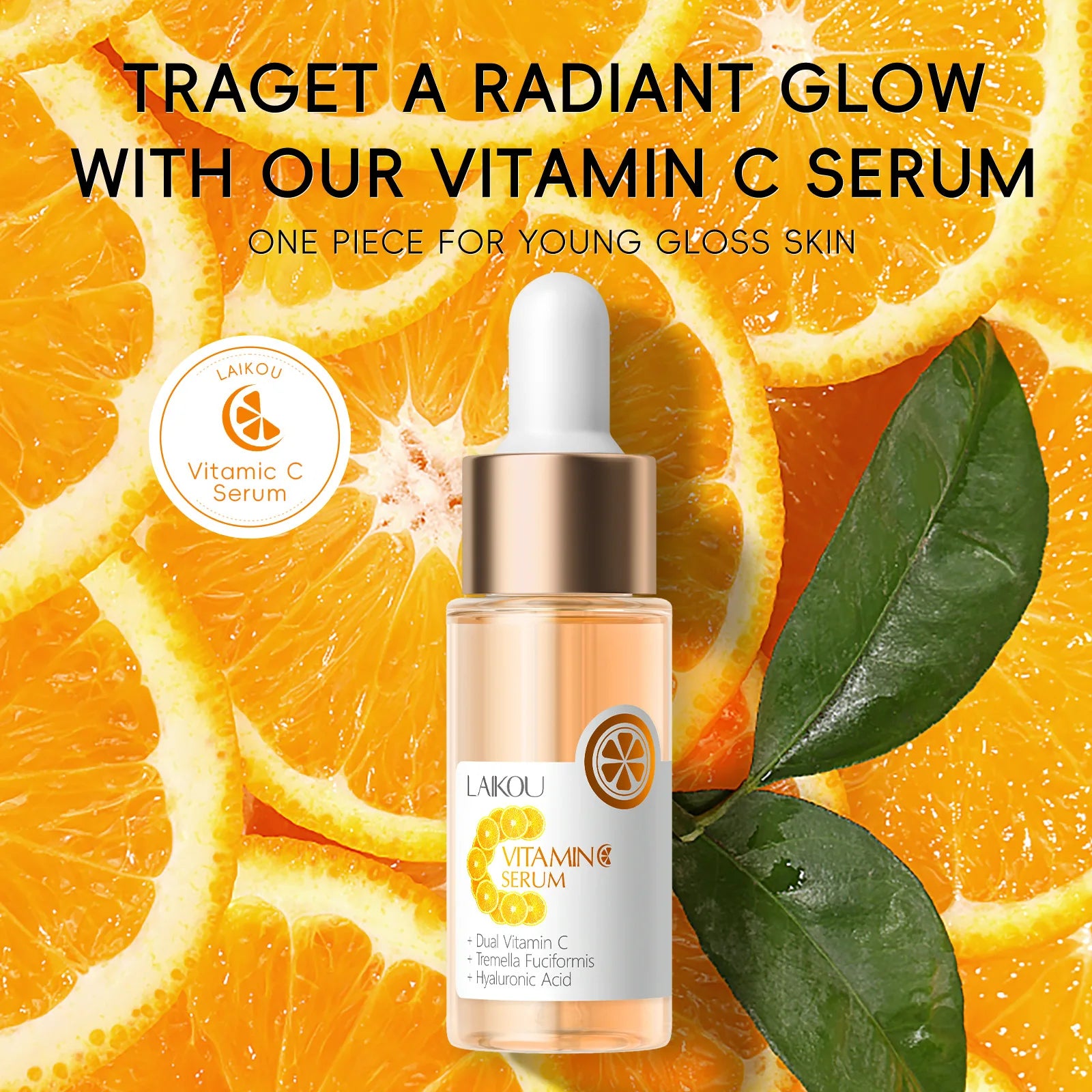 LAIKOU Vitamin C Facial Serum VC Moisturizing Hydrating Smoothing Face Essence Skin Care Products 17ml Oasis Select