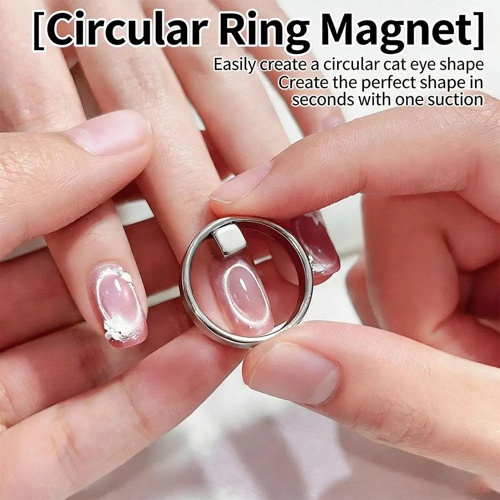 Strong Cat Eye Magnet for Nails, Magnetic Scissor-Shaped and Ring-Shaped Cat Eye Magnet French Nail Art Tool Home Salon Studio Oasis Select
