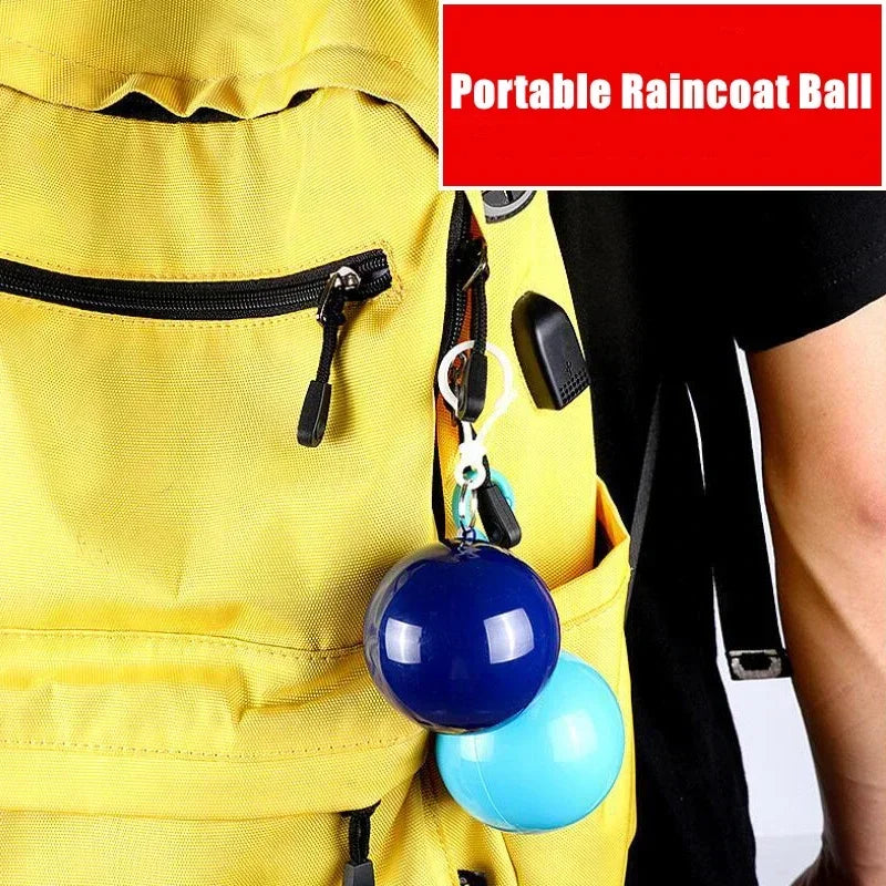 New Portable Disposable Raincoat Keychain Compression Ball Pocket Ball Outdoor Adult Travel Hangable Poncho Camping Gear Oasis Select