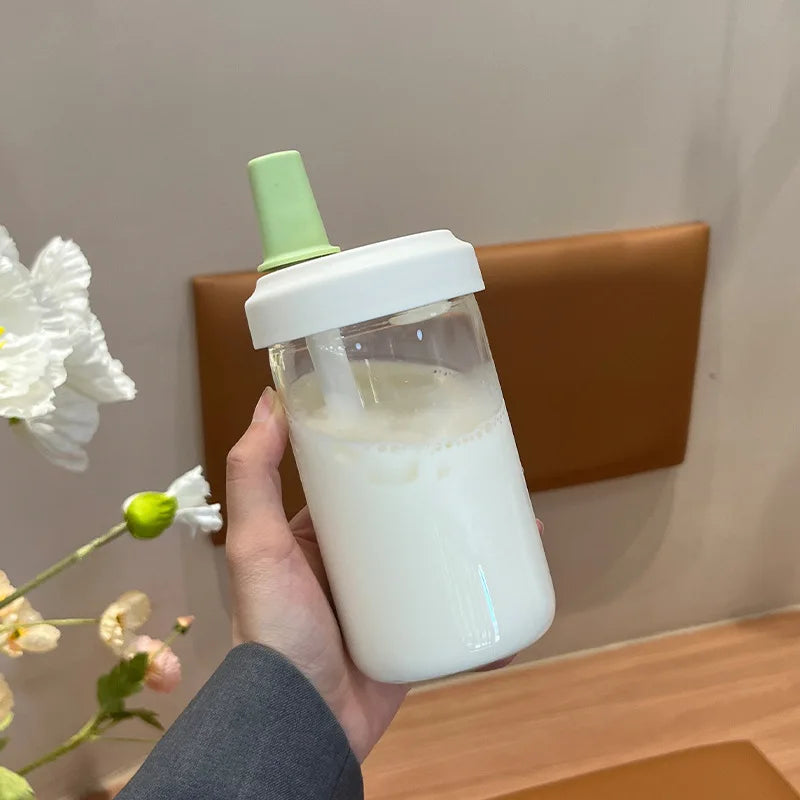 500/800ML Large-capacity Straw Cup, Food-grade Transparent PP Material,Portable Ins Style Water Cup, Juice Milk Tea Cup Oasis Select Green-500ml