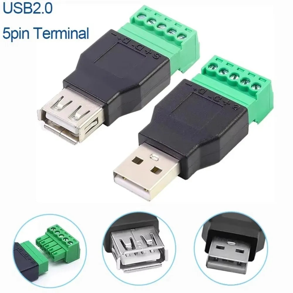 Female USB 2.0 Connector 5 Pin Type A Screw Terminal Plug Adapter Connector Jack Shield Screw Terminal USB Jack Oasis Select