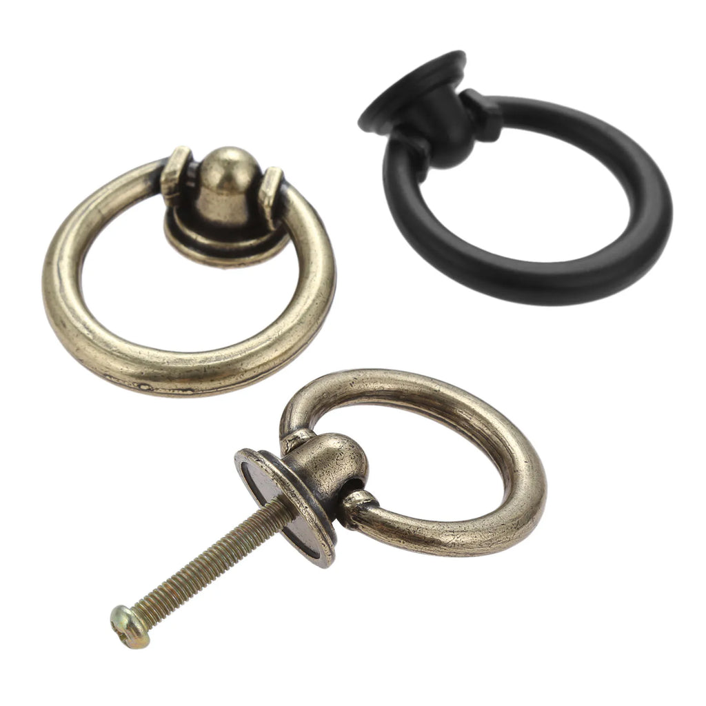 1Pc Zinc Alloy Ring Knob Bronze/Black Handle 35mm/40mm Knob For For Furniture Cabinet Drawer Wardrobe Closet Furniture Handles Oasis Select