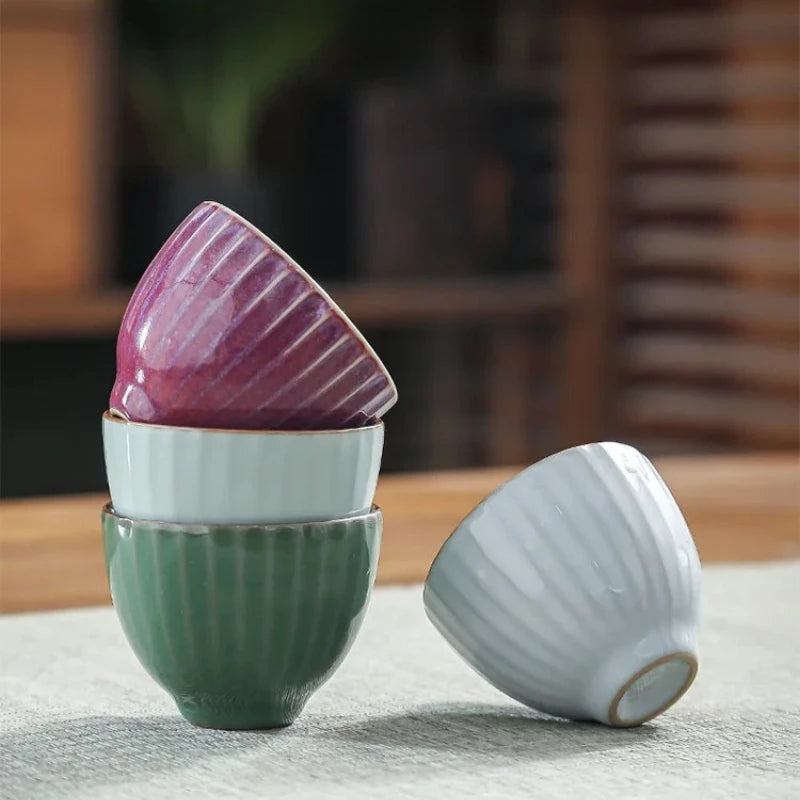 Colorful Teacup Set with Calligraphy Packaging for Tea Tasting Home Use Gifting Drinking Utensils Home Furnishings Oasis Select