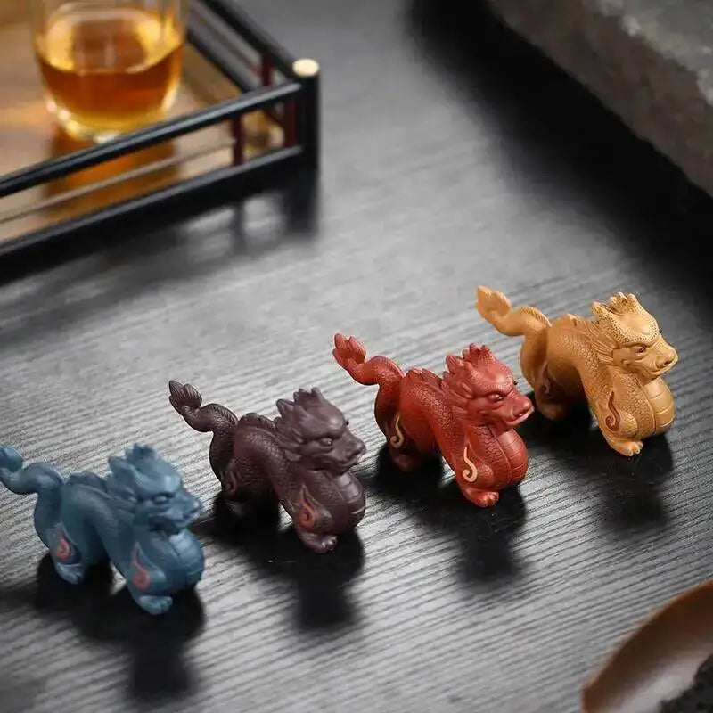 Zisha Tea Pet Dragon Zodiac Figurine Handmade Cultivable Sculpture Tea Play Tea Ceremony Accessories Чаепитие Oasis Select