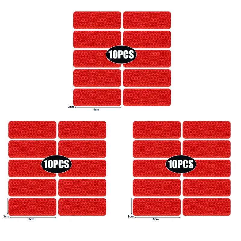 10/30PCS Car Truck Reflective Safety Warning Tape Waterproof Anti-Collision Reflective Patch Night Light Patch Reflector Sticker Oasis Select 30pcs Red