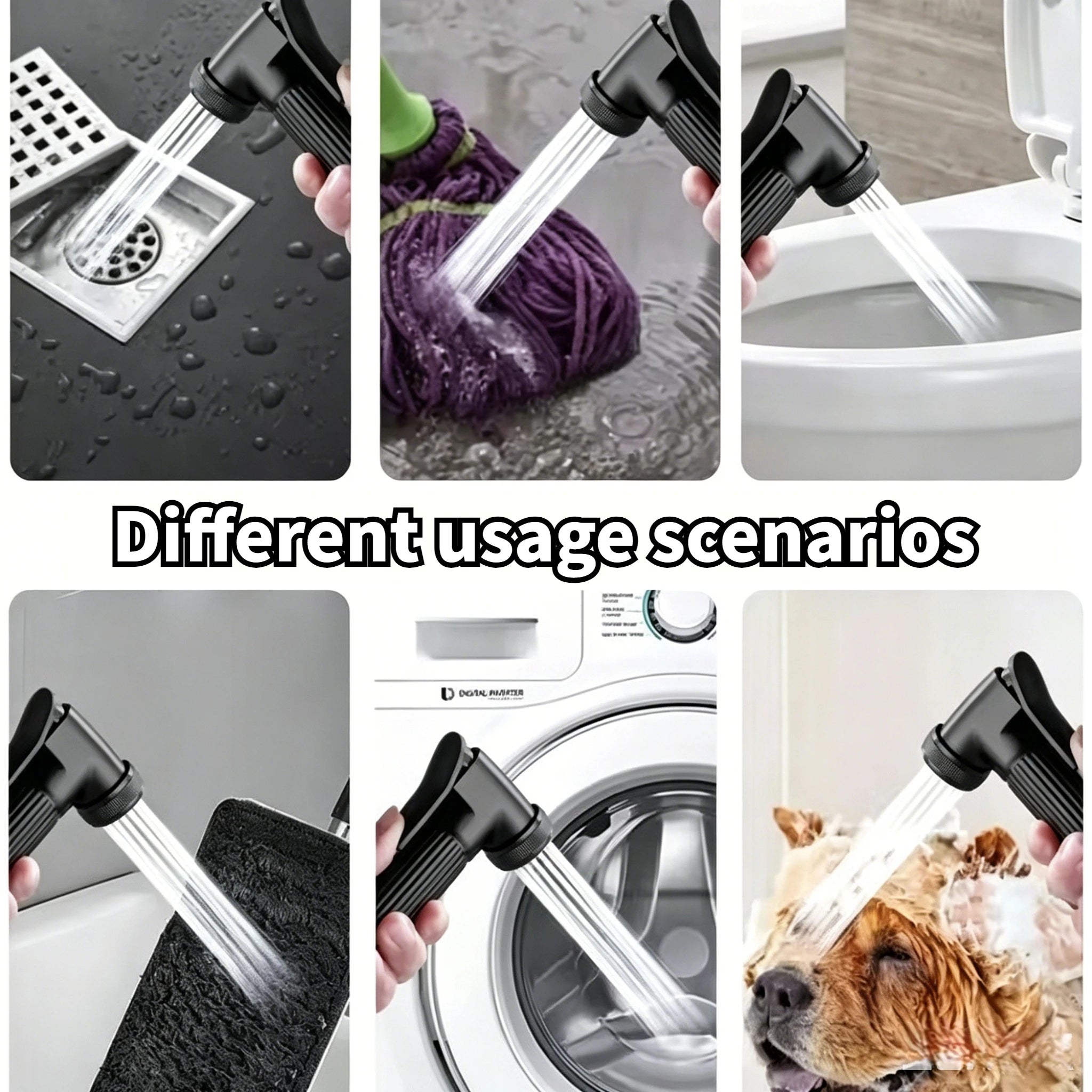 Toilet Cleaning Bidet Toilet Sprayer Set Water Portable Handheld Bidet Sprayer Shower Double Outlet Angle Valve Accessories Oasis Select