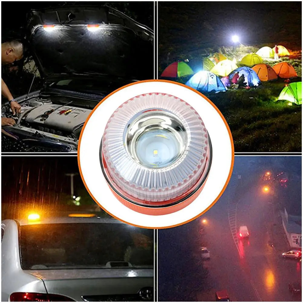 V16 Flashing Light LED White Emergency Light Yellow Car Warning Light Traffic Flash with Battery Bottom Strong Magnetic Oasis Select