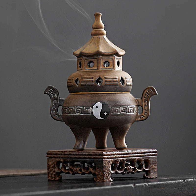 Tall Tai Chi Eight Trigu Stove Living Room Decoration Creative Home Indoor Plate Incense Burner Ceramic Incense Burner Oasis Select