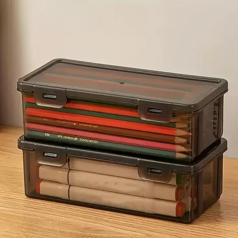 3pcs Transparent Black Storage Box Large-Capacity Storage Box Office Supplies Storage Box Packaging Pencil Storage Rganizer Oasis Select