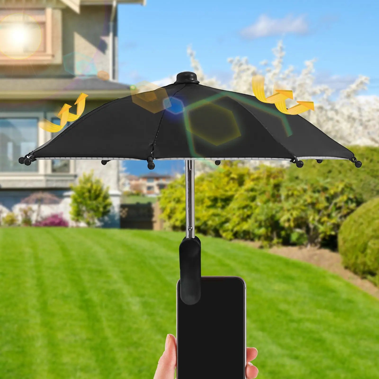 Mobile Phone Holder Sunscreen Umbrella Clip Outdoor Mobile Phone Fixed Umbrella Rain Parasol Mobile Phone Anti-Reflective Oasis Select