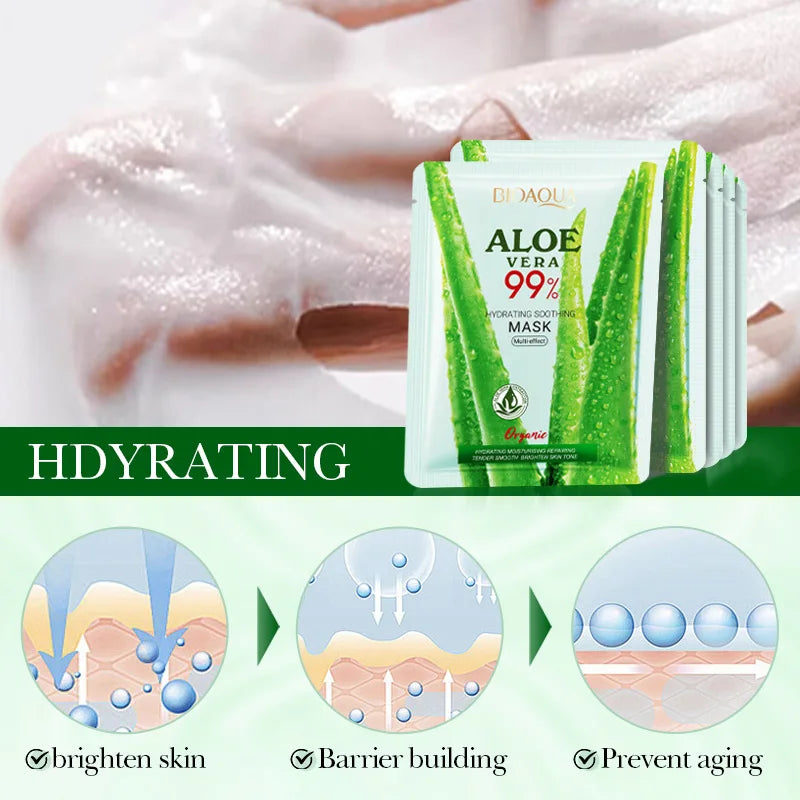 BIOAQUA Aloe Vera Facial Masks – Hydrating & Anti-Wrinkle Facial Sheet Mask Oasis Select