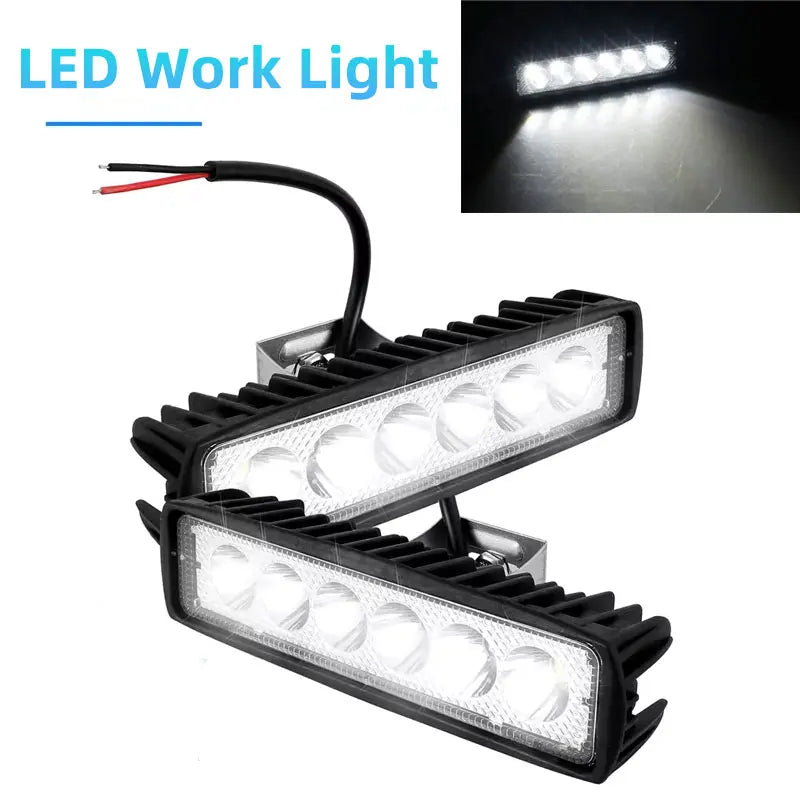 LED Work Light Bar 6000K 12V IP67 Flood Beam Off-Road Lamp