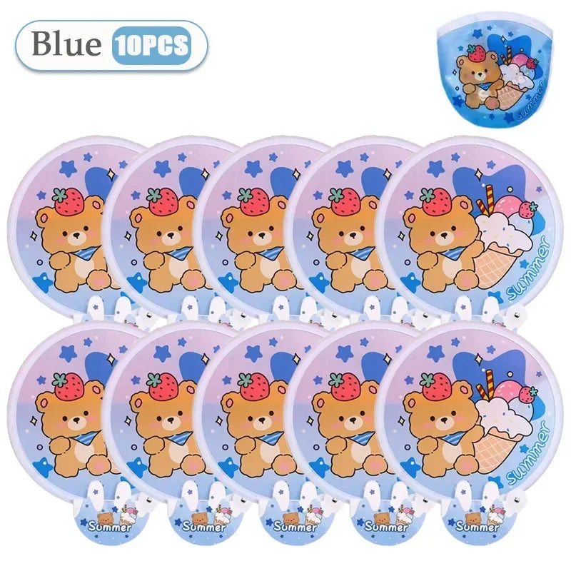 1-20PCS Mini Handheld Folding Fan with Handle Cute Portable Chinese Style Summer Cooling Gift for Travel Outdoor Party Essential Oasis Select Blue-10PCS
