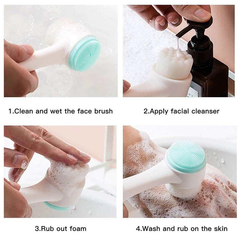 Double-Sided Silicone Facial Cleansing & Exfoliating Brush Facial Cleansing Brush Oasis Select
