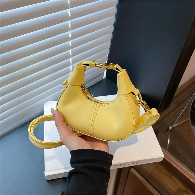 Women's Mini PU Leather Crossbody Bucket Bag | Gold Hardware