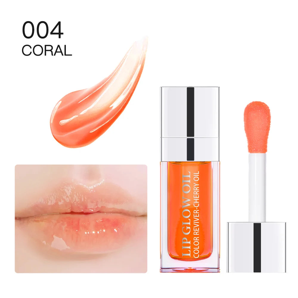 1Piece Moisturizing Lip Glow Oil Crystal Jelly Lip Oil Plumping Lip Gloss Sexy Lip Plumper Glaze Tinted Makeup Gift 10 Color Oasis Select 004