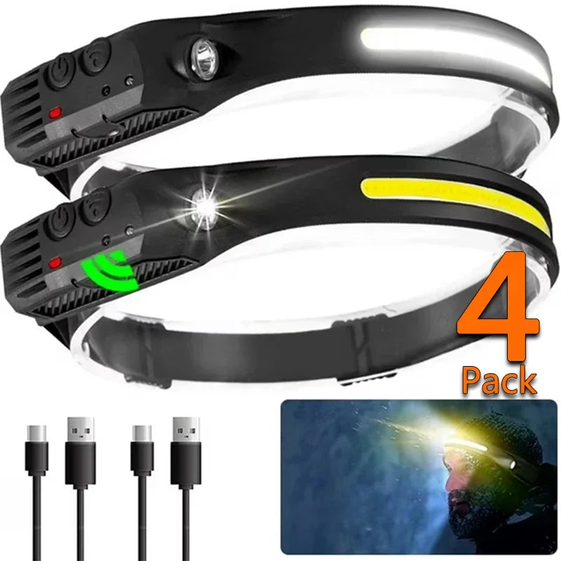 4Pack Super Bright LED Head Lamp with Adjustable Headband Waterproof Suitable for Outdoor Camping Activities Mountain Climbing Oasis Select