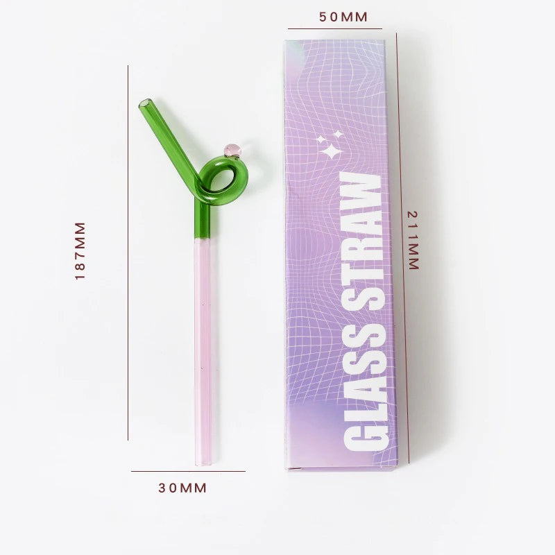 Knotted Colored Glass Straws Lightweight Smooth Edge Gift for Men Women and Kids Practical Stylish Versatile Suitable for Photos Oasis Select BJ00657