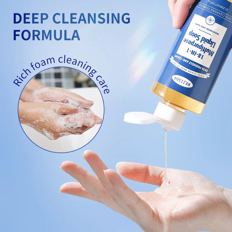 200ml 18-in-1 Multipurpose Liquid Soap Rich Foam Cleaning Care for Your Hair, Clothes, Pet and Other Dirty Things Oasis Select