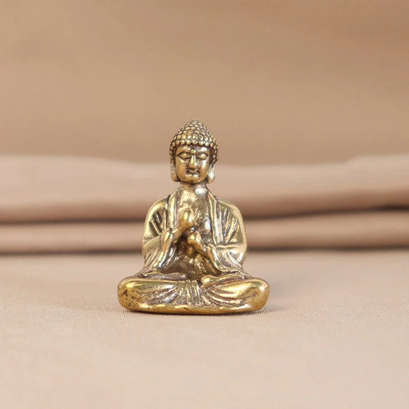 Mini Solid Copper Sakyamuni Buddha Statue Ornament Miniature Figurines Oasis Select Bronze