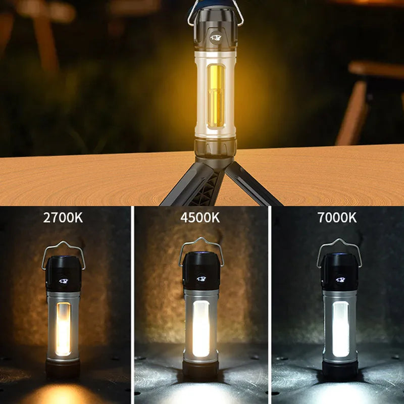 Rechargeable Stepless Dimming Flashlight High Bright Portable Lantern Outdoor Emergency Camping Tent Ambient Magnetic Work Lamp Oasis Select