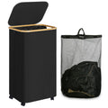 110L Rolling Laundry Basket – Slim Folding Hamper on Wheels Rolling Laundry Hamper Oasis Select Black One Size