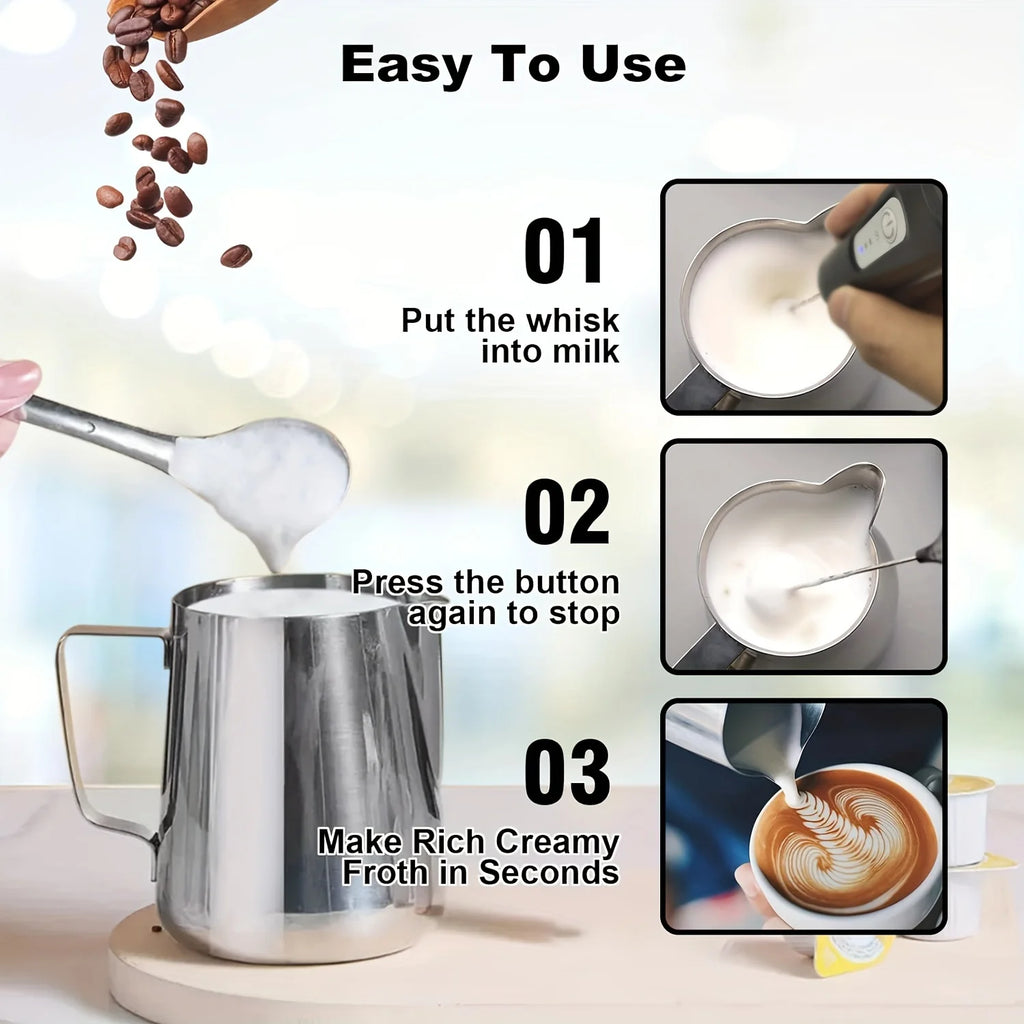 MINI Handheld Electric Milk Frother USB Rechargeable, Automatic Foam Maker for Lattes, Hot Chocolate Blender Egg Beater Tools Oasis Select