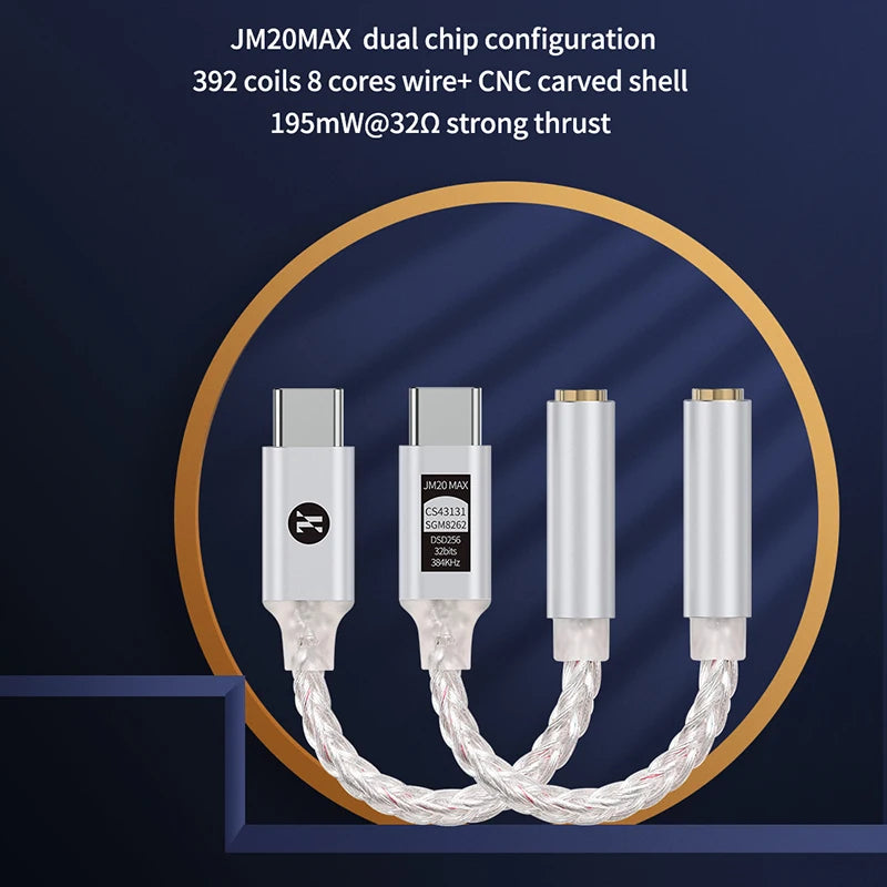 JCALLY JM20/JM20 Max Portable Headphones Amplifier CS43131 Chip Audio Decoder Type-C To 3.5mm Digital Audio Adapter For Android Oasis Select
