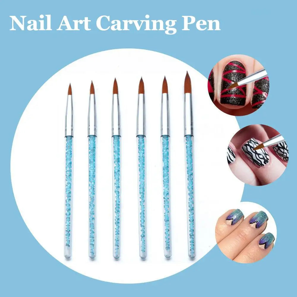 6-Piece Nail Art Brush Set – UV Gel Acrylic Glitter Painting Pens Nail Art Brushes Oasis Select