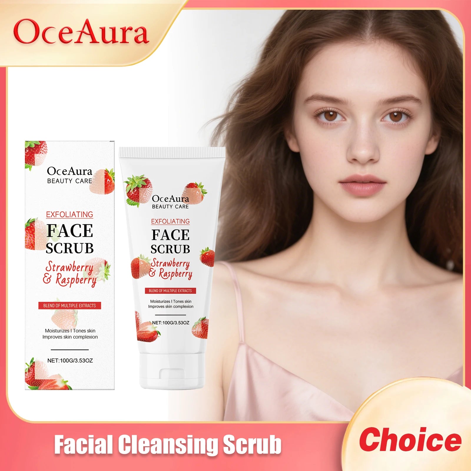 OCEAURA Facial Scrub Exfoliate Remove Blackheads Shrink Pore Improve Roughness Brighten Skin Oil Control Facial Moisturize Cream Oasis Select Default Title