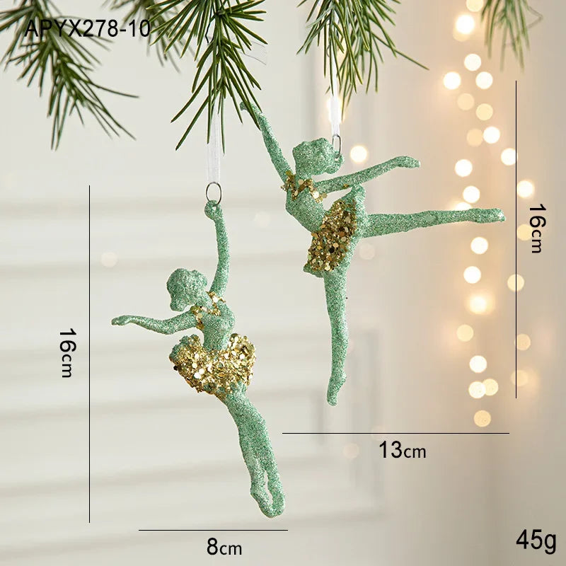 Christmas Painted Green Cone Balls Hanging Pendants Merry Christmas Tree Decoration for Home Xmas Ornament Gift Navidad Oasis Select Dancing Girl