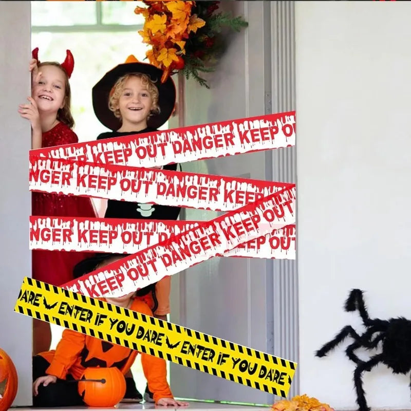 1-10Roll Halloween Caution Tape Danger Warning Barricade Safety Line for Outdoor Yard Decoration Scene Props Spooky Party Supply Oasis Select