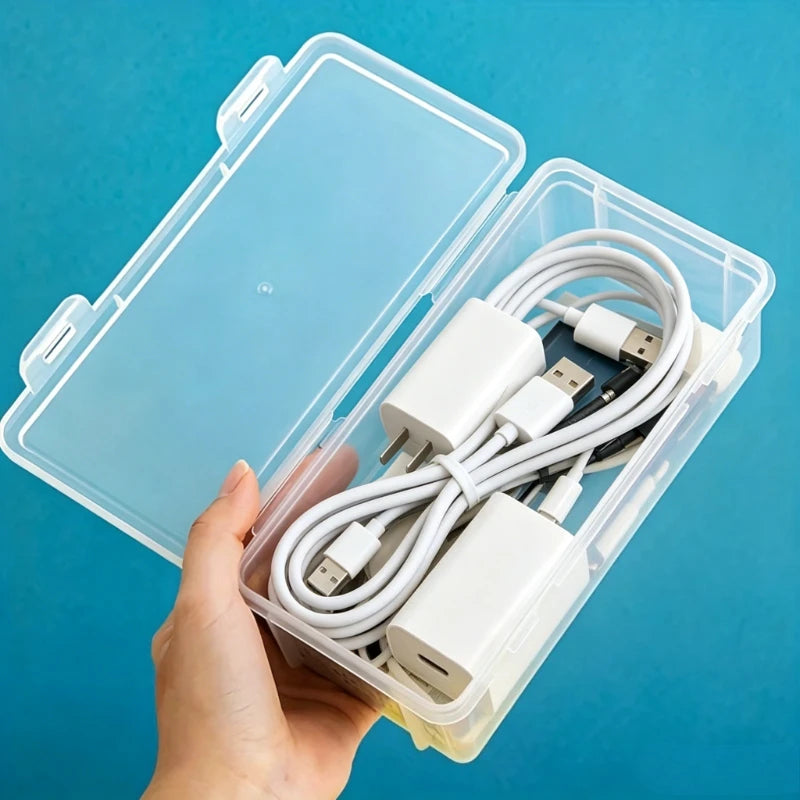 2pcs Set Large Capacity Transparent Storage Box, Portable Tension Organizer for Small Tools - Pencil Oil Pastels Crayons Case Oasis Select