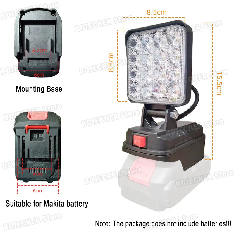 For Makita 18V Lithium Battery Cordless LED Work Light BL1830 BL1860 Outdoor Lantern Flashlight Camping Lamp Emergency Lighting Oasis Select