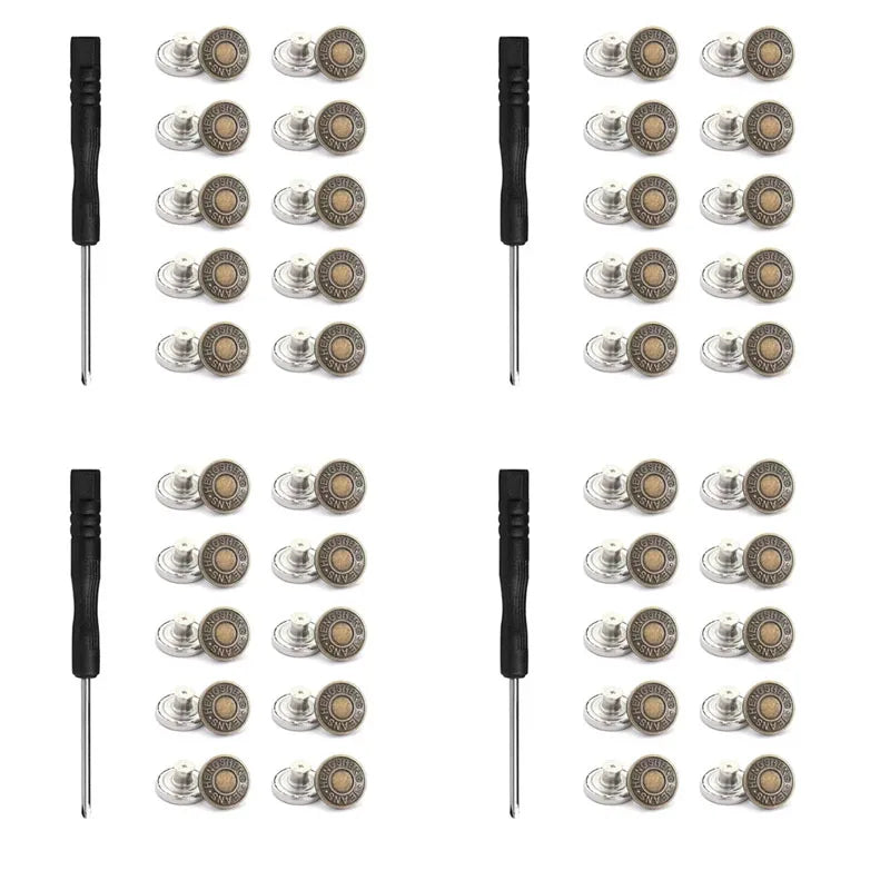 10/20/30/40pcs Adjustable Jean Buttons Replacement Metal Jeans Buttons No Sew Removable For Jeans Pants Bags Denim Clothing Oasis Select 40pcs F