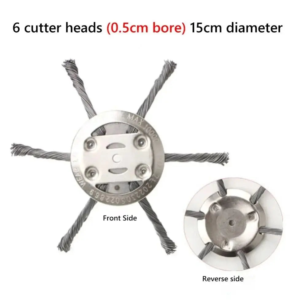 1Pcs Durable Steel Wire Wheel Lawn Mower Head Brush Disc 6 inch Weed Brush Head Removal Moss Rust Universal Grass Trimmer Head Oasis Select 6 head