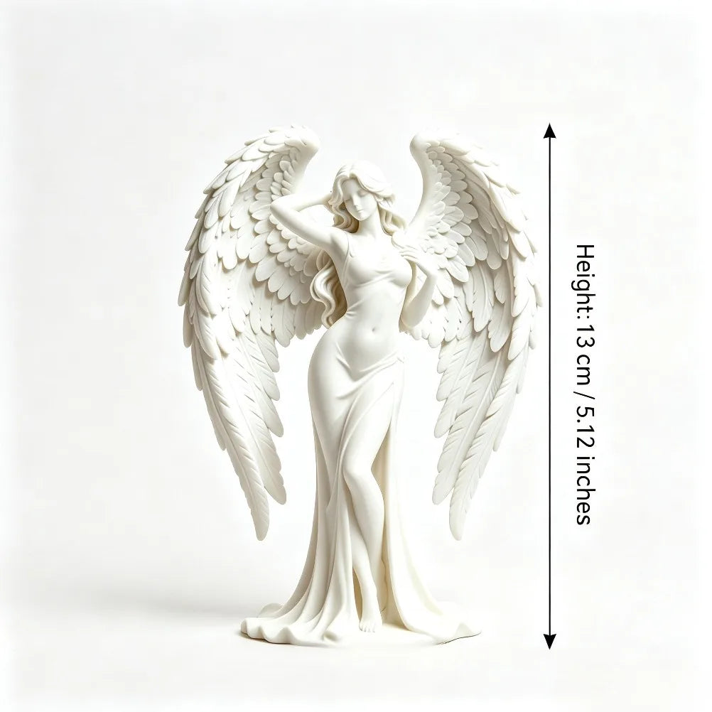 Multi-Layer Seraph Goddess Sculpture 3D Print Heart Wings Figurine Wedding Mantel Spiritual Minimalist Tabletop Decor Present Oasis Select White