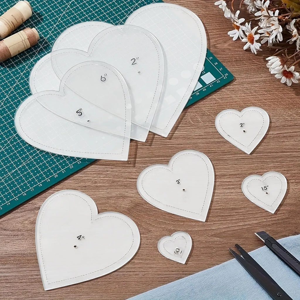 Template for Quilting 8Piece Heart Shape Tool Quilting Templates for Cutting Patterns for Women Beginner Craft Family Activities Oasis Select