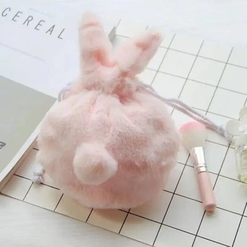Bunny Ear Drawstring Bag Storage Pouch Portable Cute Cosmetic Organizer For Travel Home Supplies Oasis Select A3