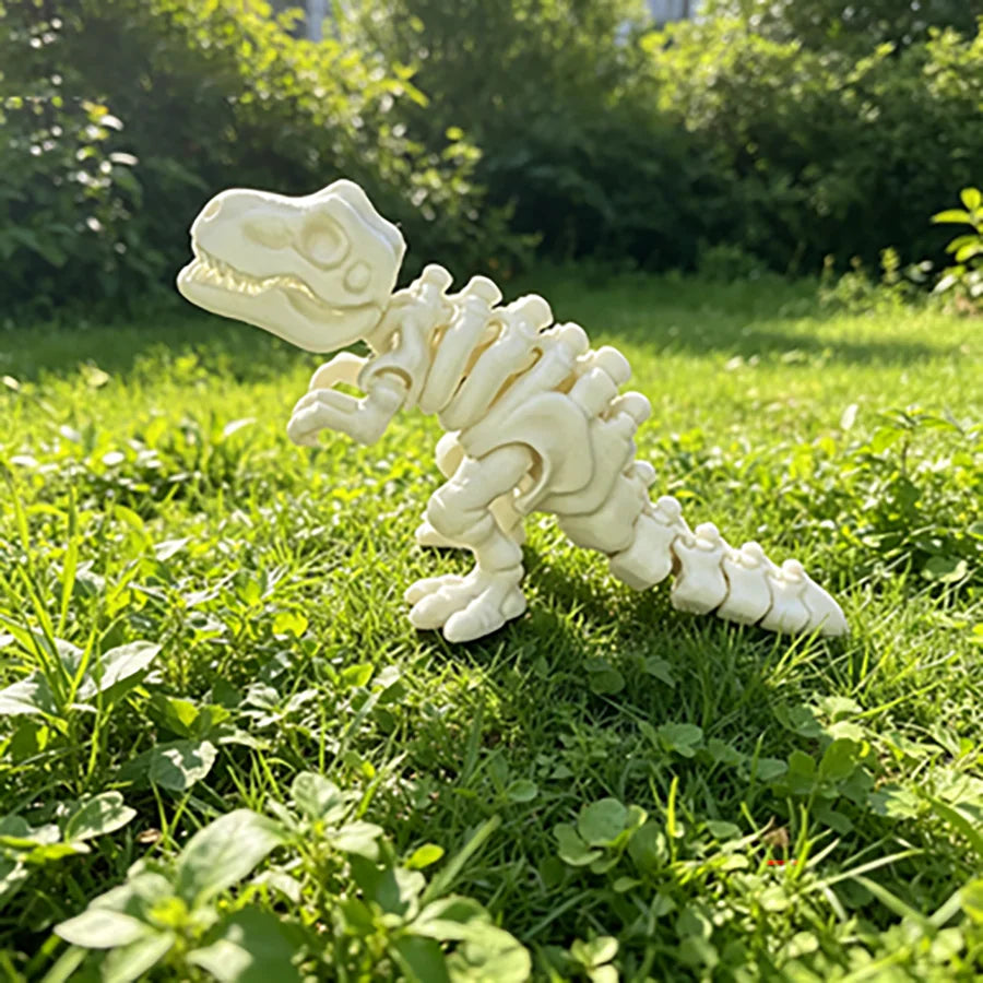 3D Printed Articulated Triceratops Skeleton Figurine Movable Joint Dinosaur Bone Model Kids Educational Toy Desktop Decor Oasis Select