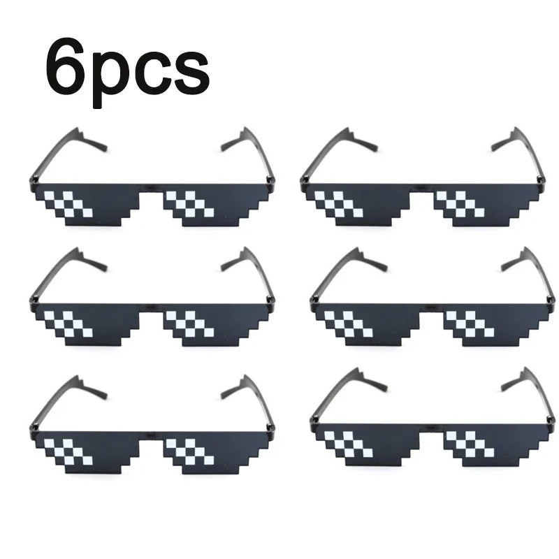 1-8pcs Mosaic Sunglasses Cool Party Vintage Shades Eyewear For Men Pixelated Sunglasses Funny Women Glasses Oasis Select 6PCS