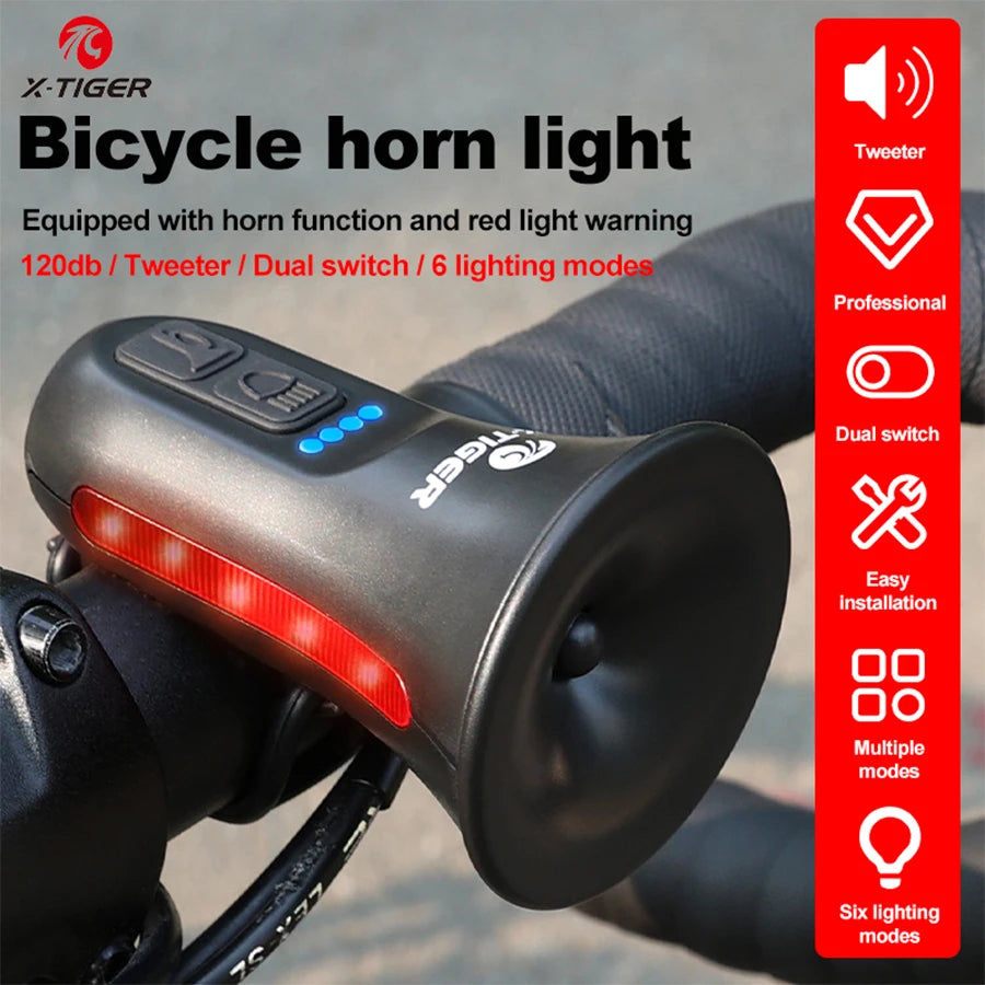 X-TIGER Bicycle Electric Bell Bike USB Charging Horn MTB Mountain Bike Warning Safety Ring Waterproof Bell Cycling Accessories Oasis Select