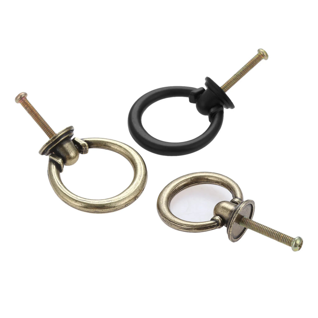 1Pc Zinc Alloy Ring Knob Bronze/Black Handle 35mm/40mm Knob For For Furniture Cabinet Drawer Wardrobe Closet Furniture Handles Oasis Select