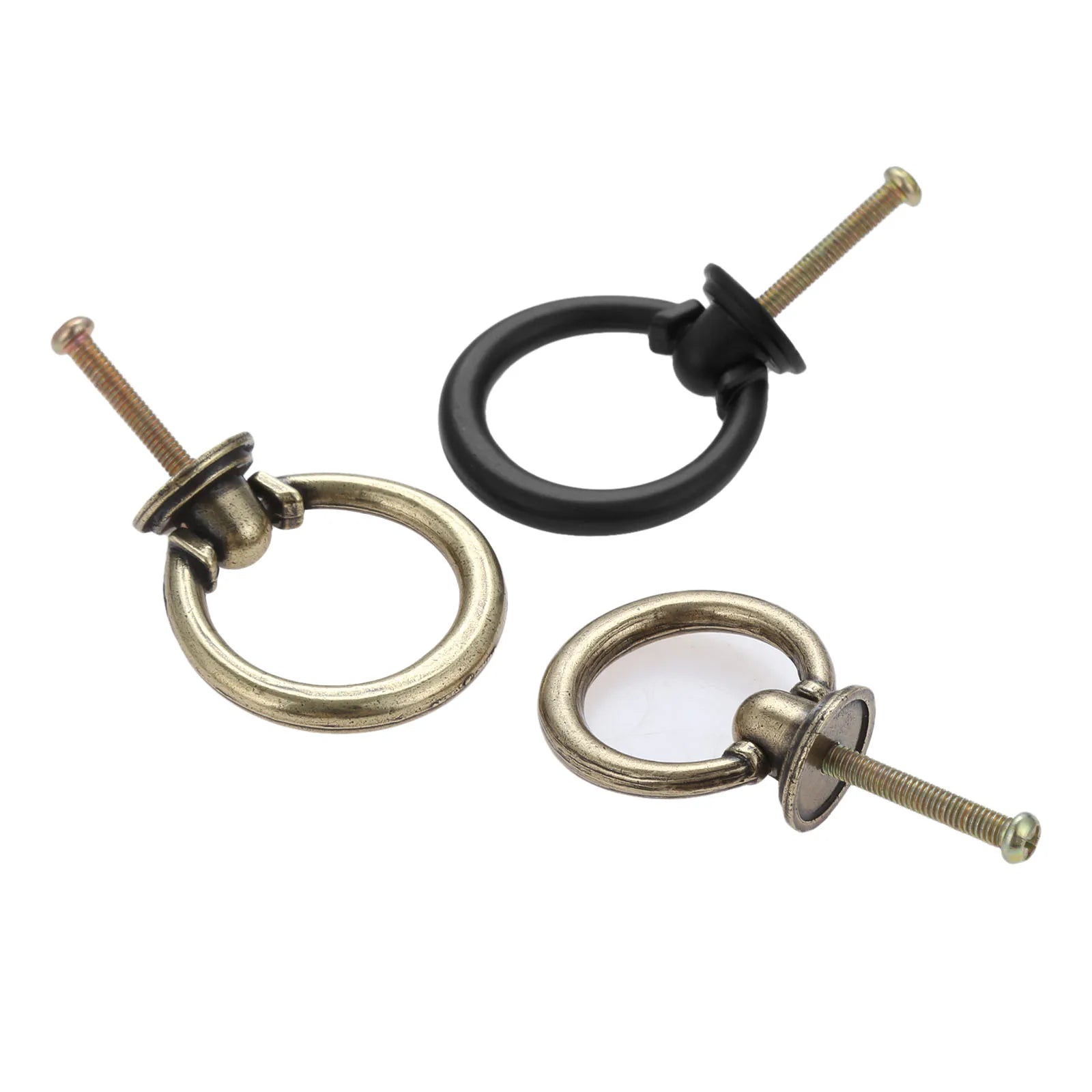 1Pc Zinc Alloy Ring Knob Bronze/Black Handle 35mm/40mm Knob For For Furniture Cabinet Drawer Wardrobe Closet Furniture Handles Oasis Select