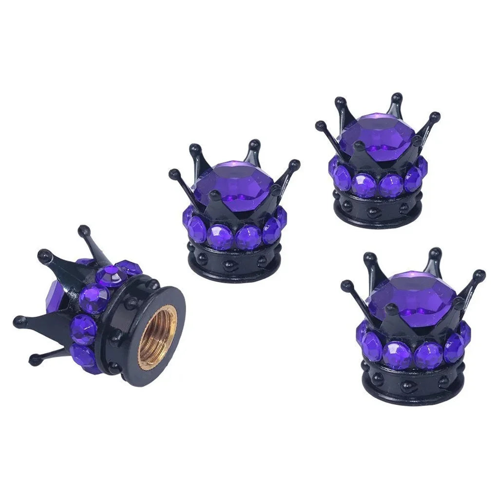 Car tire modification accessories Crown valve cap Diamond valve core cap Inlaid diamond valve cap Car supplies Oasis Select 4pcs 4
